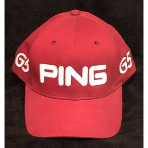 PING G15 Red Adjustable Strap Back Cap. Very Good Pre Owned Condition